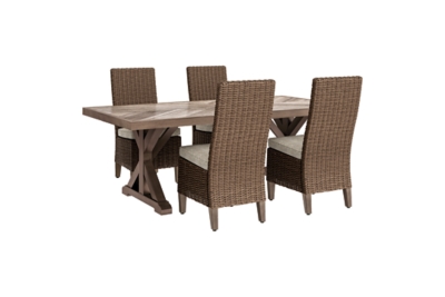 Beachcroft Outdoor Dining Table and 4 Chairs, Beige, large